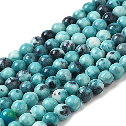 Synthetik Meer weißer Jade Perlen Stränge, gefärbt, Runde, Zyan, 6 mm, Bohrung: 1 mm, ca. 66 Stk. / Strang, 15.74 Zoll