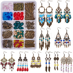 Fabrication de boucles d'oreilles Sunnyclue DIY, Connecteurs chandeliers en alliage, perles de verre et des crochets de boucles d'oreilles en laiton, couleur mixte, 140x108x30mm