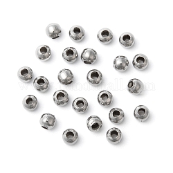 Perles en 304 acier inoxydable, ronde, couleur inoxydable, 6mm, Trou: 2.3mm