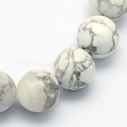 Natur howlite runde Perlen Stränge, 6.5 mm, Bohrung: 1 mm, ca. 58~60 Stk. / Strang, 15 Zoll
