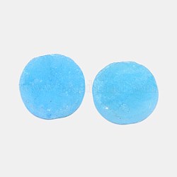 Cabochons en cristal druzy naturel électrolytique, plat rond, teinte, lumière bleu ciel, 18x6~10mm