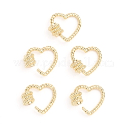 Латунные брелоки с карабином, для изготовления ожерелий, сердце, золотые, 16x17x6.5 мм, Винт: 6.5x6.5 мм