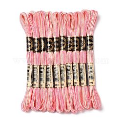10 ovillo de hilo de bordar de poliéster de 6 cabos, hilos de punto de cruz, segmento teñido, rosa, 0.5mm, aproximadamente 8.75 yarda (8 m) / madeja