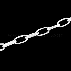 Железные скрепки цепи, Плоско-овальные, тянутые удлиненные кабельные цепи, несварные, с катушкой, серебряные, 10x5x1.5 мм, около 164.04 фута (50 м) / рулон