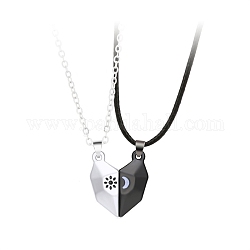 Ensemble de colliers de couple 2 pièces 2 styles, alliage magnétique correspondant splite coeur pendentifs collier pour la saint valentin, électrophorèse noir, 17.72 pouce (45 cm), 1pc / style