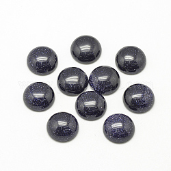 Sintetico cabochon Goldstone blu, tinto, mezzo tondo/cupola, 12x5mm