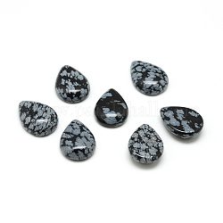 Cabochons naturales de la piedra preciosa de la obsidiana del copo de nieve, lágrima, 14x10x4.5mm