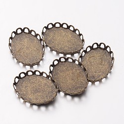 Antique Bronze Brass Oval Bezel Cabochon Settings, DIY Findings for Jewelry Making, Lead Free and Cadmium Free, Tray: 13x18mm, about 14mm wide, 19mm long