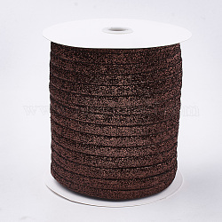 Glitter Sparkle Ribbon, Polyester & Nylon Ribbon, Saddle Brown, 3/8 inch(9.5~10mm), about 200yards/roll(182.88m/roll).