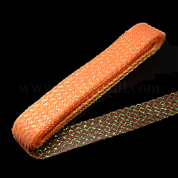 Cinta de malla, Cable de hilo de plástico neto, ab con cuerda metálica de color, coral, 7 cm, 25 yardas / paquete