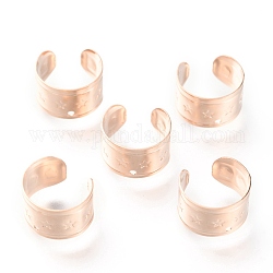 304 fornituras de manguito de acero inoxidable, con patrón de agujero y estrella, oro rosa, 11x7mm, agujero: 1 mm
