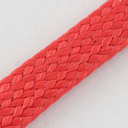 Cordon plat en polyester ciré coréen, rouge, 4x1mm, environ 93 yards / rouleau