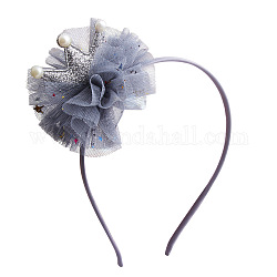 Couronnes de cheveux en plastique et en tissu, accessoires de cheveux en maille de fleurs pour filles, grises , 5.5x4.5 pouce (139.7x114.3 mm)