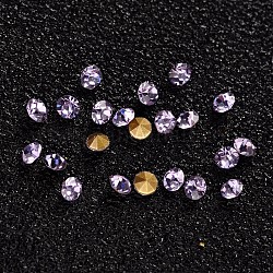 Glass Pointed Back Rhinestone, Faceted Diamond, Back Plated, Violet, 2x2mm, about 1440pcs/bag
