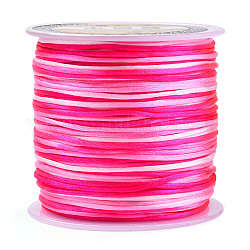 Corde in poliestere, cordone di annodatura cinese tinto segmento, corde in poliestere per la creazione di gioielli con perline, rosa intenso, 1mm, circa 49.21 iarde (45 m)/rotolo