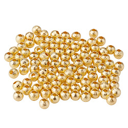 Pandahall Elite ca. 100 Stück runde Messing Sternenstaub Perlen, golden, 4 mm, Bohrung: 1 mm