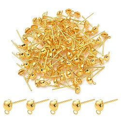 Fornituras de aretes de hierro, con bucles horizontales, plano y redondo, dorado, 13x4.3mm, agujero: 1 mm