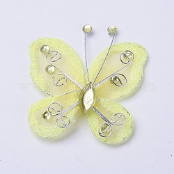 ポリエステル蝶の装飾  鉄とアクリルのラインストーンで  淡いチソウ  50~56x54~56x5~7mm