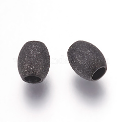 Abalorios de 304 acero inoxidable, cuentas texturizadas, oval, electroforesis negro, 6x5mm, agujero: 2.2 mm