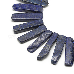 Natural Lapis Lazuli Beads Strands, Top Drilled Beads, Dyed, Rectangle, 20~65x7~15x6~10mm, Hole: 2mm, about 30~40pcs/strand, 15.75 inch(40cm)