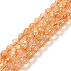Perline citrino naturale fili, grado a, tondo, 8mm, Foro: 0.9 mm, circa 49pcs/filo, 15.16'' (38.5 cm)