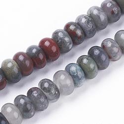 Chapelets de perles en pierre de sang naturelle, perles de pierre d'héliotrope, rondelle, 8~8.5x4~5mm, Trou: 1mm, Environ 78~79 pcs/chapelet, 15.3 pouce (39 cm)