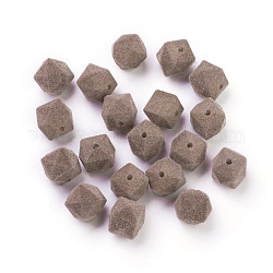 Abalorios de acrílico flocky, facetados, cubo, camello, 12~13mm, agujero: 2 mm