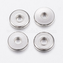 304 Stainless Steel Beads, Flat Round, Stainless Steel Color, 6x1mm, Hole: 2mm