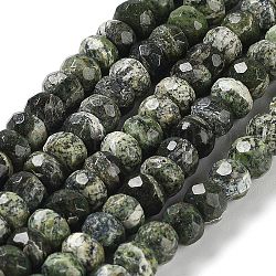 Brins de perles de jaspe en argent naturel, facette, rondelle, 7~7.5x4~5mm, Trou: 0.9mm, Environ 82~83 pcs/chapelet, 15.48''~15.94'' (40~40.5 cm)