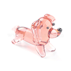 Декор для дома ручной работы щенок в технике лэмпворк, 3г Бигл, розовые, 20~23x13~14x13~15 мм