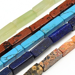 Natural & Synthetic Mixed Gemstone Cuboid Beads Strands, 13x4x4mm, Hole: 1mm, about 30pcs/strand, 15.7inch