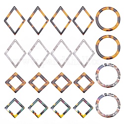 PH PandaHall 24pcs 6 Styles Earring Charms Resin Geometric Crafts Charms with Hole Mixed Color Resin Frames for Earring Necklace Jewelry Keychain DIY Art Craft Zipper Making, 1.2mm Hole