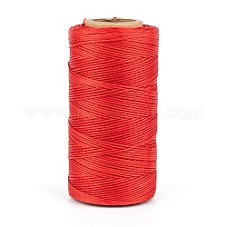 Cordes plates en polyester ciré, rouge, 1x0.3mm, environ 284.33 yards (260 m)/rouleau