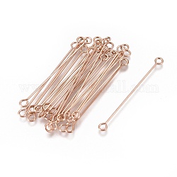 Ion Plating(IP) 304 Stainless Steel Eye Pins, Double Sided Eye Pins, Rose Gold, 36x3x0.6mm, Hole: 1.6mm