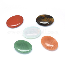 Piedra de palma ovalada mixta natural y sintética, piedra de bolsillo curativa de reiki para la terapia de alivio del estrés por ansiedad, 44~45x33~34x9~12mm