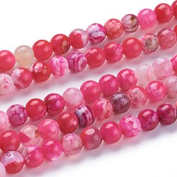 Crujido naturales hebras de abalorios de ágata teñida, redondo, color de rosa caliente, 6~6.3mm, agujero: 1 mm, aproximamente 64 pcs / cadena, 14.84 pulgada (37.7 cm)