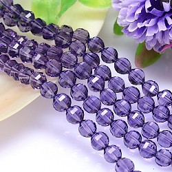 Chapelets de perle ronde d' imitation cristal autrichien à facettes, grade AAA, support violet, 6mm, Trou: 0.7~0.9mm, Environ 68 pcs/chapelet, 15.7 pouce