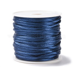 Cola de rata macrame nudo chino haciendo cuerdas redondas hilos de nylon trenzado hilos, Cordón de raso, azul medio, 2mm, alrededor de 10.93 yarda (10 m) / rollo