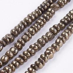 Hebras de perlas naturales de pirita, pepitas, 7~8x3~8mm, agujero: 1 mm, aproximamente 82 pcs / cadena, 15.3~15.7 pulgada