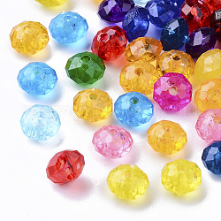 Perles en plastique transparentes, facette, rondelle, couleur mixte, 8x5.5mm, trou: 1.8 mm, environ 3000 pcs / 500 g