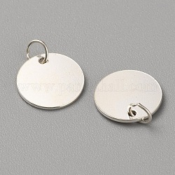 925 Sterling Silver Charms, Engravable Blank Flat Round, Silver, 10x0.5mm, Hole: 2.7mm
