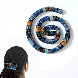 Haargummi mit Spiralverschluss, biegbare Pferdeschwanzhalter, lange Dreadbänder im böhmischen Stil für Frauen, Blau, 660x14.5x7 mm