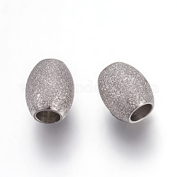 Perles en 304 acier inoxydable, perles texturées, ovale, couleur inoxydable, 6x5mm, Trou: 2.2mm