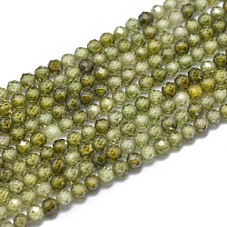 Zirkonia Perlen Stränge, facettiert, Runde, Olive, 3 mm, Bohrung: 0.5 mm, ca. 132 Stk. / Strang, 15 Zoll (38 cm)