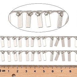 Gestellplattierung Messing-Gliederketten, mit rechteckigen Anhängern, langlebig plattiert, gelötet, mit Spule, Platin Farbe, 10x3x0.2 mm, ca. 32.81 Fuß (10m)/Rolle