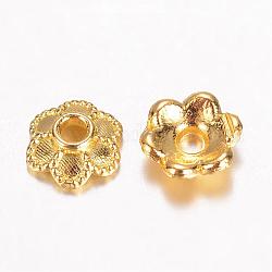 Cappucci di perline in lega, 6 fiore -petal, oro, 6x2mm, Foro: 1 mm