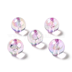 Placage uv perles acryliques irisées arc-en-ciel, ronde, lilas, 15~15.5x15.5~16mm, Trou: 2.7mm