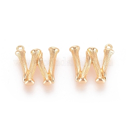 Brass Pendants, Letter, Real 18K Gold Plated, Letter.W, 17.5x18x4mm, Hole: 1mm