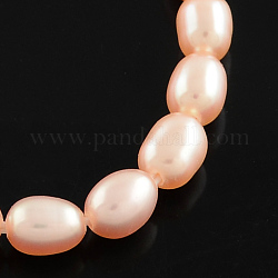 Natural Cultured Freshwater Pearl Beads Strands, Oval, Light Salmon, 2~2.5x2~2.5mm, Hole: 0.2mm, about 97pcs/strand, 14.37inch