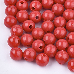 Пластиковые шарики, круглые, красные, 9.5 мм, отверстие : 2.5 мм, Около 1100 шт / 500 г